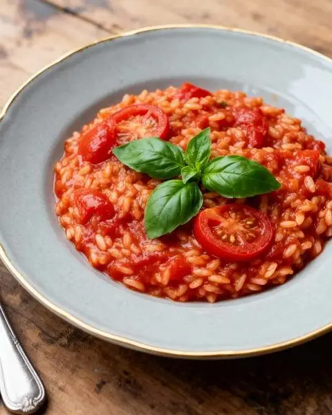 Tomatenrisotto met basilicum