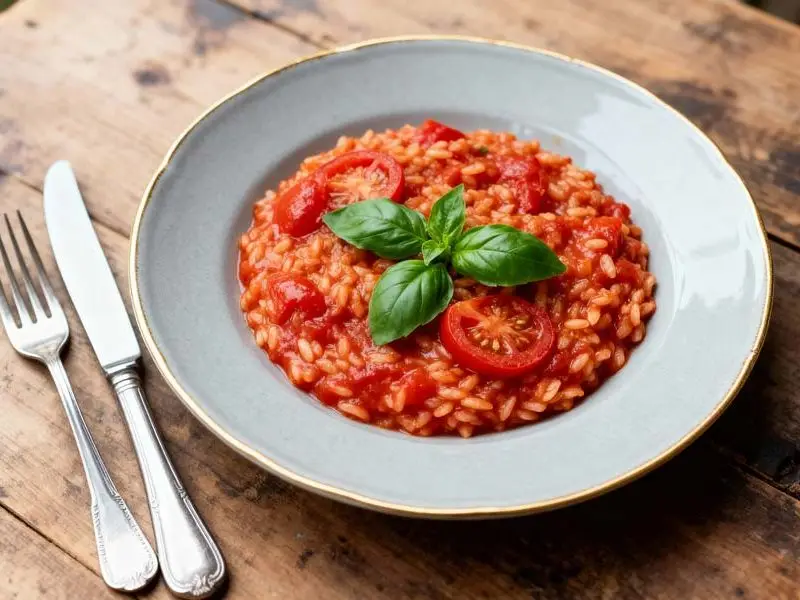 Tomatenrisotto met basilicum